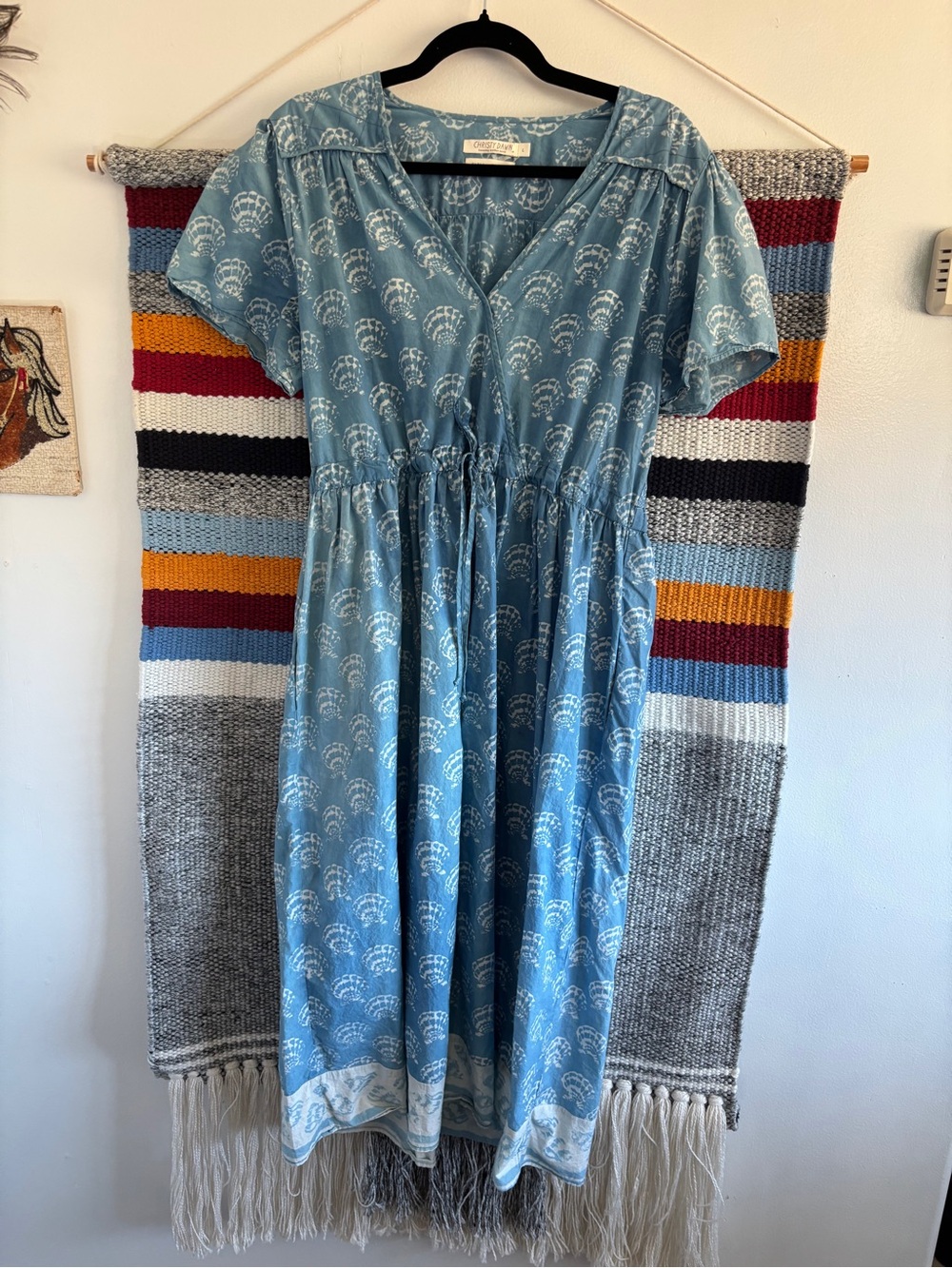 Christy Dawn Blue Shell-Print Cotton Dress